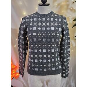 J. Crew Vintage 100% Lambswool Geometric Crewneck Knit Sweater Womens Size S